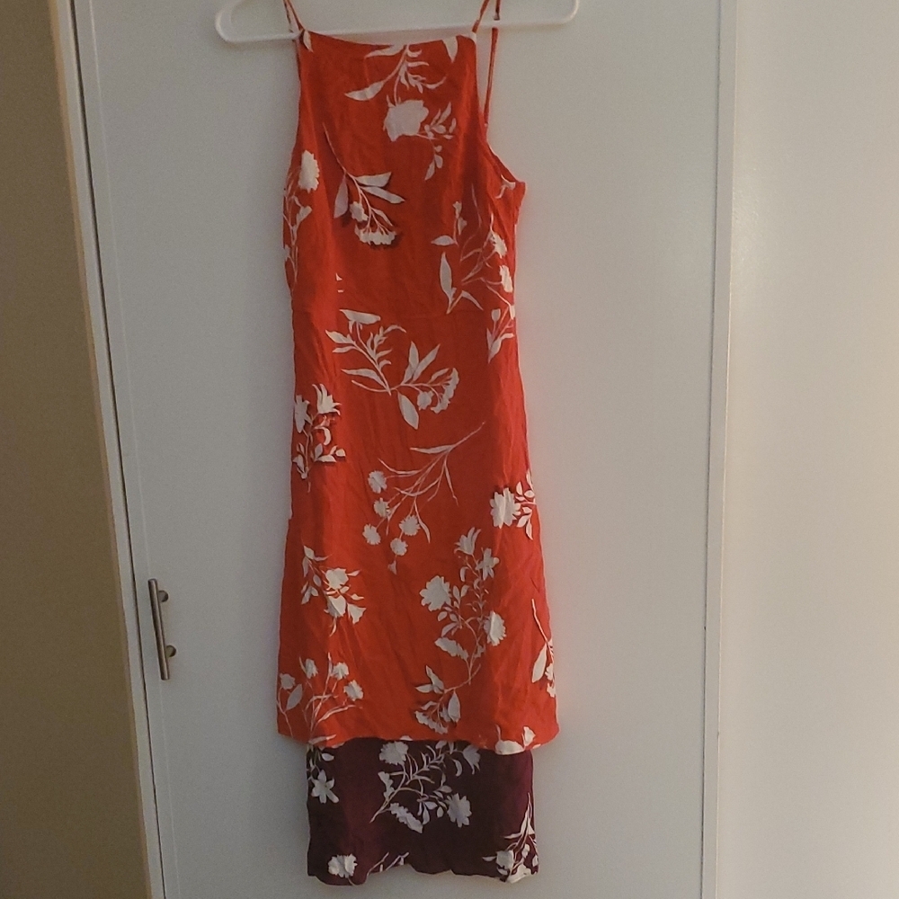 Floral Orange and White Dress